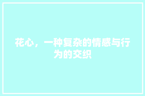 花心，一种复杂的情感与行为的交织