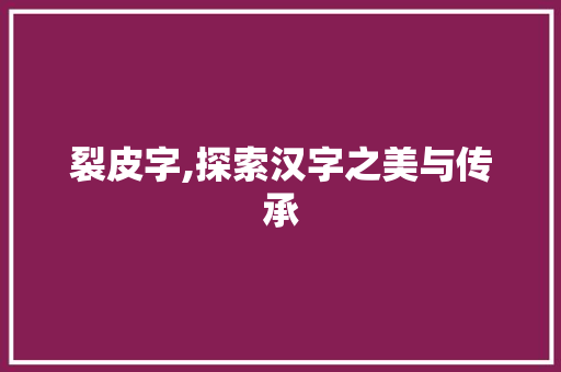 裂皮字,探索汉字之美与传承