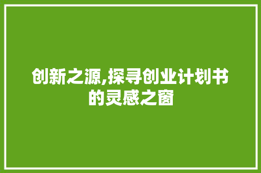 创新之源,探寻创业计划书的灵感之窗