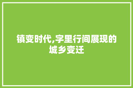 镇变时代,字里行间展现的城乡变迁