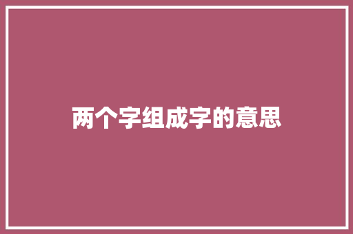 两个字组成字的意思