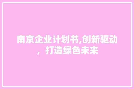 南京企业计划书,创新驱动，打造绿色未来 汉字拼音