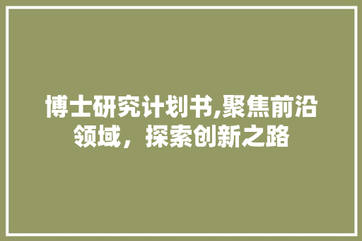 博士研究计划书,聚焦前沿领域，探索创新之路