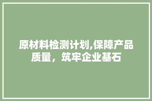 原材料检测计划,保障产品质量，筑牢企业基石 成语汇编