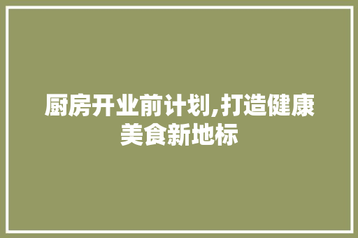 厨房开业前计划,打造健康美食新地标