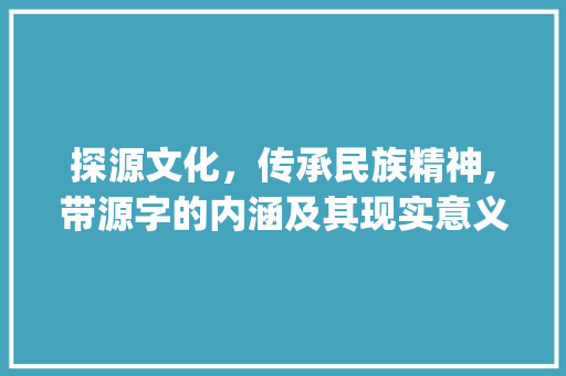 探源文化，传承民族精神,带源字的内涵及其现实意义_带源字的内涵是什么意思