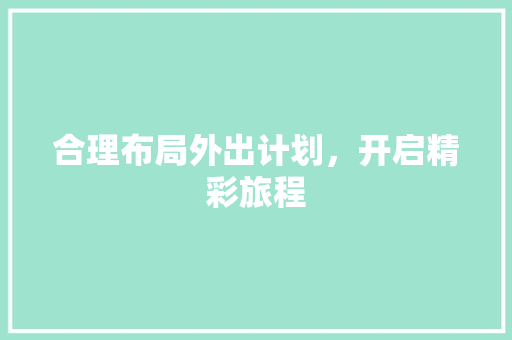 合理布局外出计划，开启精彩旅程 成语汇编