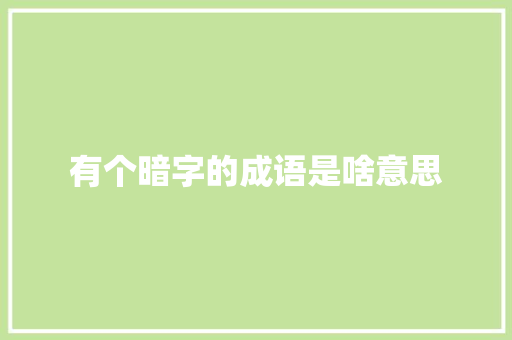 有个暗字的成语是啥意思