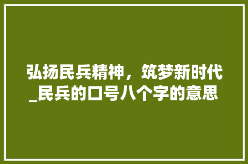 弘扬民兵精神，筑梦新时代_民兵的口号八个字的意思