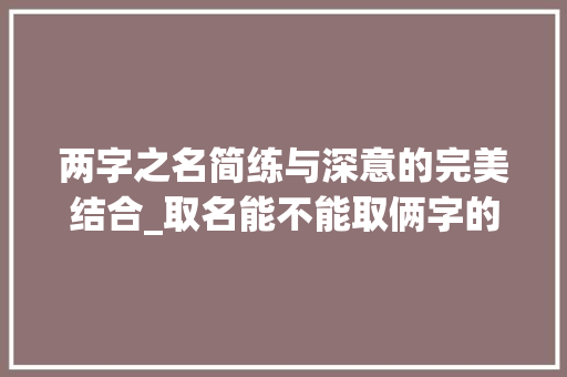 两字之名简练与深意的完美结合_取名能不能取俩字的意思 近义词汇