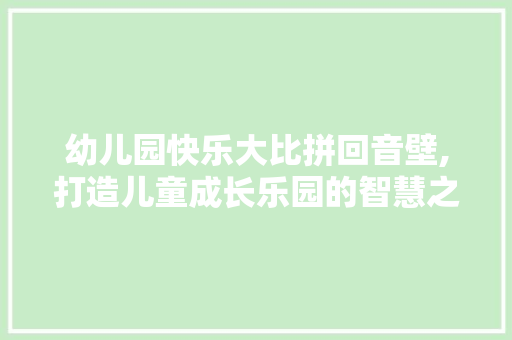 幼儿园快乐大比拼回音壁,打造儿童成长乐园的智慧之选