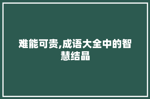 难能可贵,成语大全中的智慧结晶