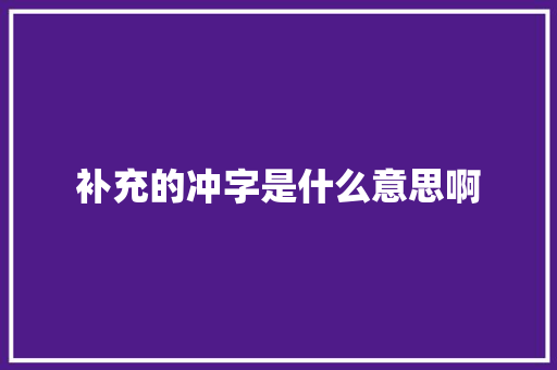 补充的冲字是什么意思啊