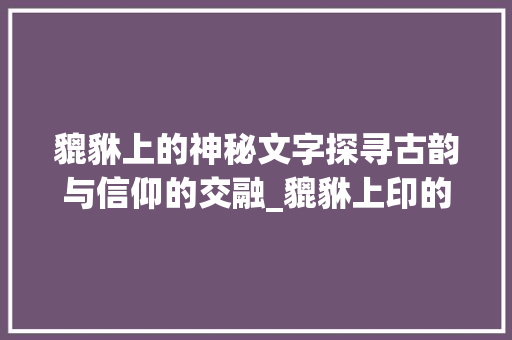 貔貅上的神秘文字探寻古韵与信仰的交融_貔貅上印的字是什么意思