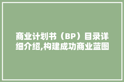 商业计划书（BP）目录详细介绍,构建成功商业蓝图的关键步骤