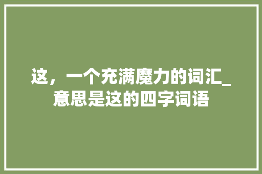 这，一个充满魔力的词汇_意思是这的四字词语