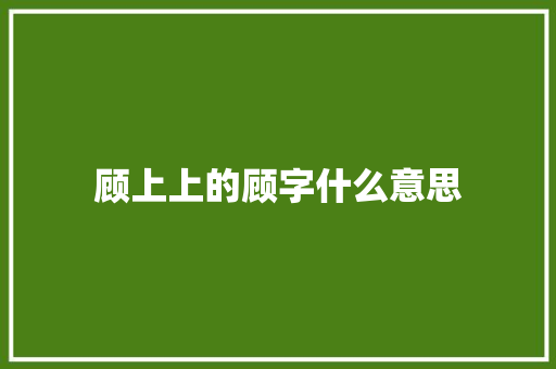 顾上上的顾字什么意思