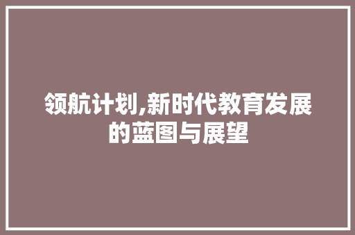 领航计划,新时代教育发展的蓝图与展望