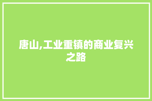 唐山,工业重镇的商业复兴之路