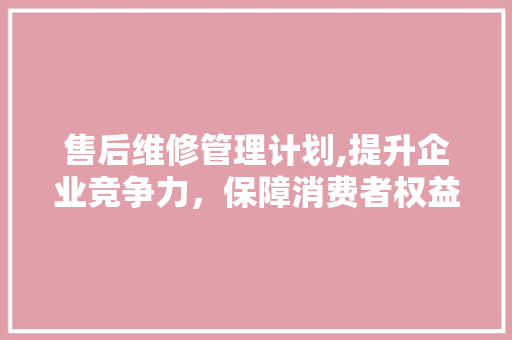 售后维修管理计划,提升企业竞争力，保障消费者权益