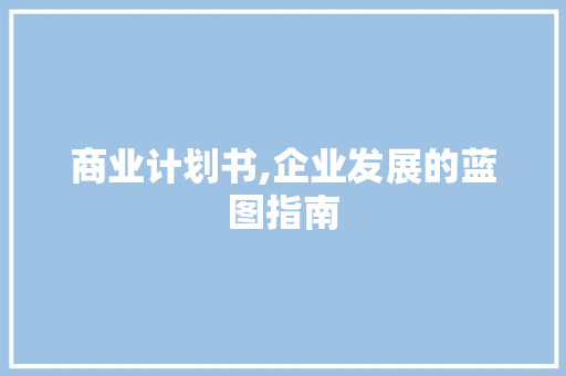 商业计划书,企业发展的蓝图指南