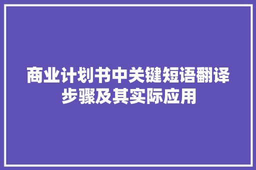 商业计划书中关键短语翻译步骤及其实际应用