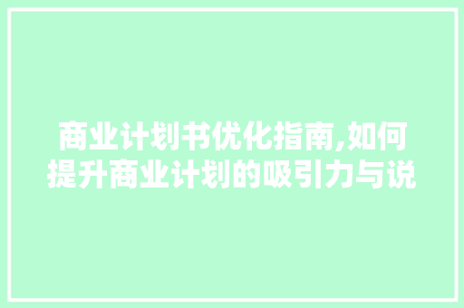 商业计划书优化指南,如何提升商业计划的吸引力与说服力 问答