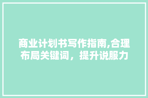 商业计划书写作指南,合理布局关键词，提升说服力 成语汇编