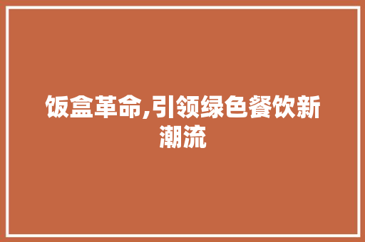 饭盒革命,引领绿色餐饮新潮流