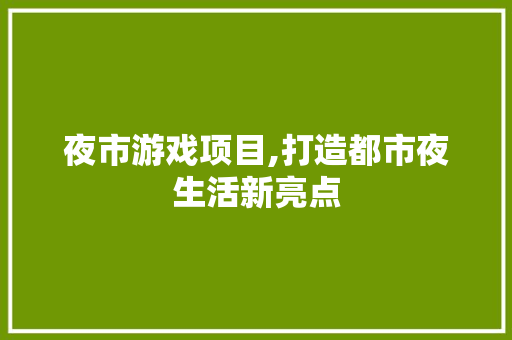 夜市游戏项目,打造都市夜生活新亮点 短语