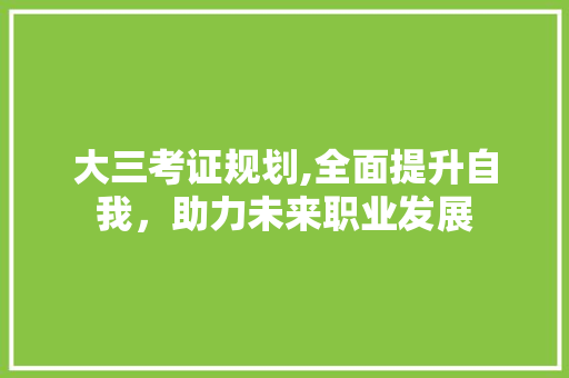 大三考证规划,全面提升自我，助力未来职业发展
