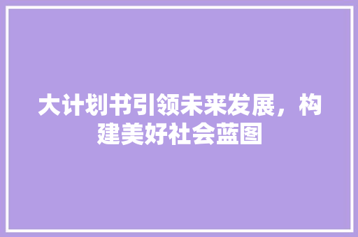 大计划书引领未来发展，构建美好社会蓝图 反义词汇