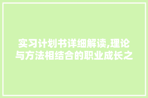 实习计划书详细解读,理论与方法相结合的职业成长之路