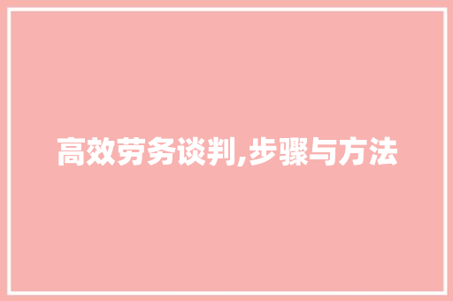 高效劳务谈判,步骤与方法