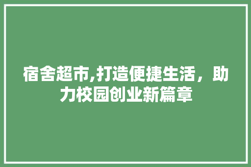 宿舍超市,打造便捷生活，助力校园创业新篇章