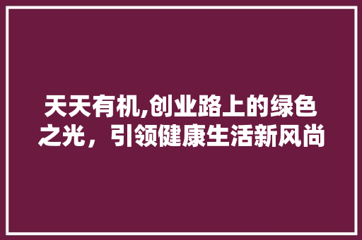 天天有机,创业路上的绿色之光，引领健康生活新风尚