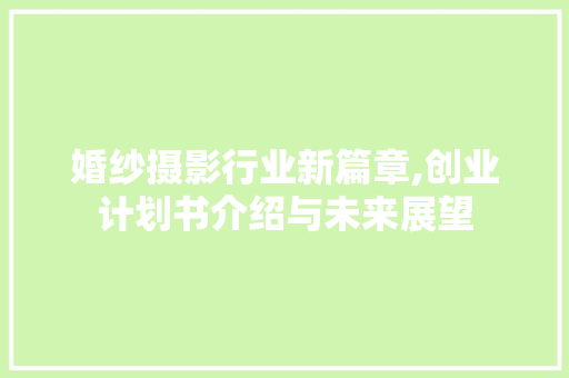 婚纱摄影行业新篇章,创业计划书介绍与未来展望 成语汇编