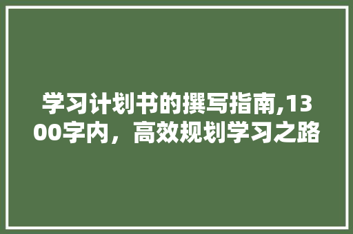学习计划书的撰写指南,1300字内，高效规划学习之路