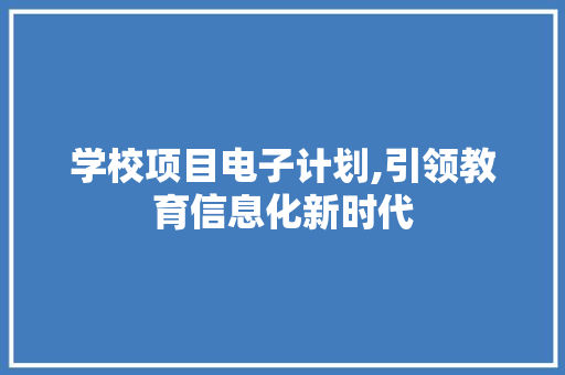 学校项目电子计划,引领教育信息化新时代