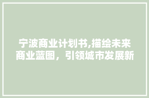 宁波商业计划书,描绘未来商业蓝图，引领城市发展新篇章
