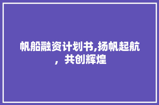帆船融资计划书,扬帆起航，共创辉煌 短语