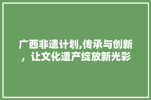 广西非遗计划,传承与创新，让文化遗产绽放新光彩 英语单词