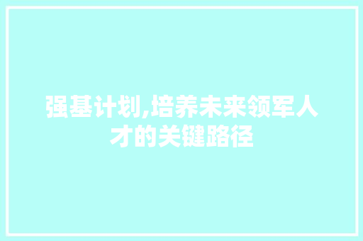 强基计划,培养未来领军人才的关键路径 近义词汇