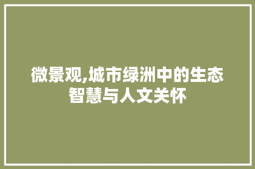 微景观,城市绿洲中的生态智慧与人文关怀 问答