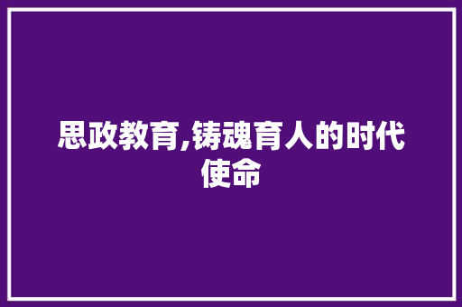 思政教育,铸魂育人的时代使命