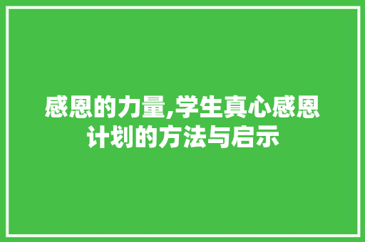 感恩的力量,学生真心感恩计划的方法与启示