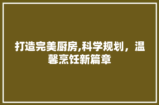 打造完美厨房,科学规划，温馨烹饪新篇章