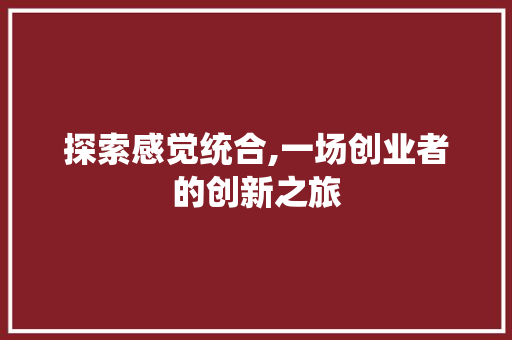探索感觉统合,一场创业者的创新之旅