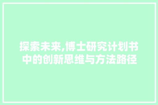 探索未来,博士研究计划书中的创新思维与方法路径