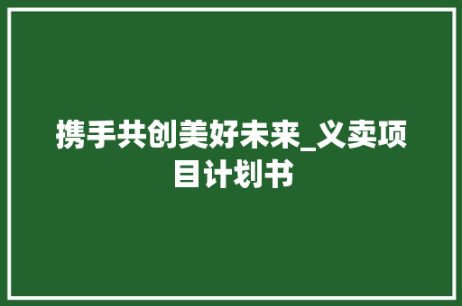 携手共创美好未来_义卖项目计划书